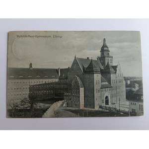 CARTE POSTALE ELBLĄG, ELBING, GYMNASE, REFORM-REAL-GYMNASIUM, AVANT-GUERRE, 1912, TIMBRE, TIMBRÉ