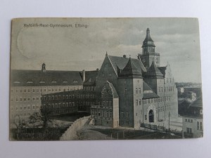 CARTOLINA ELBLĄG, ELBING, GINNASIO, REFORM-REAL-GYMNASIUM, ANTEGUERRA, 1912, FRANCOBOLLO, TIMBRATA