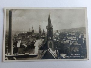 POHĽADNICA CHEMNITZ, BLICK AUF DIE INNERE STADT, PREDVOJNOVÝ ROK 1931, ZNÁMKA, PEČIATKA