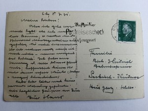 POSTKARTE CHEMNITZ, BLICK AUF DIE INNERE STADT, VORKRIEGSZEIT 1931, BRIEFMARKE, GESTEMPELT