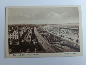 POSTCARD SWINOUJSCIE, SWINEMUNDE, PROMENADE, PIER, BEACH, PRE-WAR