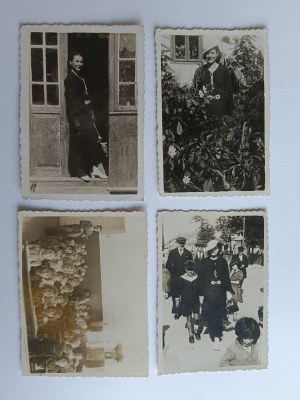 ENSEMBLE DE 4 PHOTOS TOMASZÓW LUBELSKI, ENFANTS ÉCOLE, FEMME DANS LE JARDIN