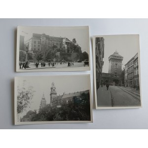 SET OF 5 PHOTOS KRAKOW FLORIAŃSKA GATE, MARIACKI CHURCH, OLD CARS