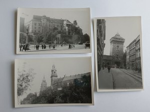 SET OF 5 PHOTOS KRAKOW FLORIAŃSKA GATE, MARIACKI CHURCH, OLD CARS