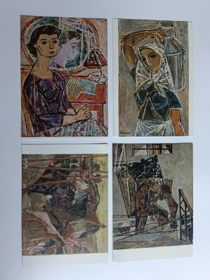 SET OF 6 POSTCARDS POLISH PAINTING TADEUSZ ŁAKOMSKI