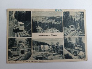 POSTCARD KRYNICA, CABLE CAR TO PARK MOUNTAIN, 6 VIEWS 1946, STAMP, STAMPED