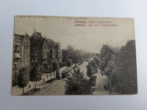 POSTKARTE WARSCHAU, WARSCHAU, UJAZDOWSKIE-ALLEEN, VORKRIEGSZEIT 1916, BRIEFMARKE, GESTEMPELT