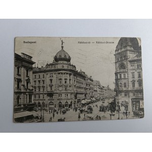 POCZTÓWKA BUDAPESZT WĘGRY, RAKOCZI STRASSE, PRZEDWOJENNA 1921 R, STEMPEL