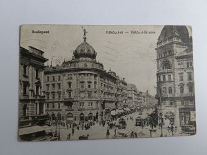 POCZTÓWKA BUDAPESZT WĘGRY, RAKOCZI STRASSE, PRZEDWOJENNA 1921 R, STEMPEL