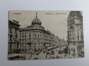 POSTCARD BUDAPEST HUNGARY, RAKOCZI STRASSE, PRE-WAR 1921, STAMPED