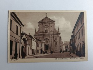 POSTCARD WILNO OSTROBRAMSKA STREET AND ST. TERESA CHURCH, PREWAR