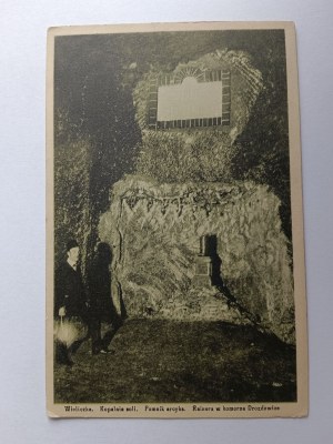 POSTCARD WIELICZKA, SALT MINE, ARTIFICER'S MONUMENT IN DROZDOWICE CHAMBER, PRE-WAR