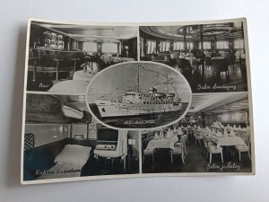 POSTCARD GDANSK SAILING, MS MAZOWSZE SHIP, INTERIOR, DINING ROOM, DANCE HALL, BAR