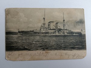 CARTE POSTALE BATEAU SMS WETTIN AVANT-GUERRE 1903