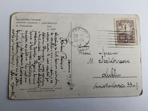 POSTKARTE GEMÄLDE PODKOWIŃSKI, WUT, VORKRIEGSZEIT 1927, BRIEFMARKE