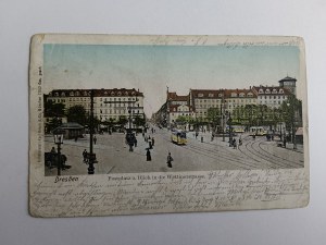 POSTCARD DRESDEN GERMANY TRAMWAY, LONG ADDRESS 1907, PRE-WAR