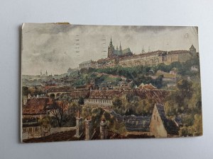 CARTE POSTALE PRAGUE RÉPUBLIQUE TCHÈQUE HRADČANY, TIMBRE, AVANT-GUERRE