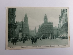 CARTE POSTALE BUDAPEST HONGRIE PLACE APPONYI, TIMBRE D'AVANT GUERRE