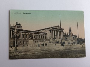 CARTOLINA VIENNA PARLAMENTO, ANTEGUERRA 1912, FRANCOBOLLO