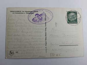CARTOLINA KARKONOSZE ŚNIEŻKA FRANCOBOLLO ANTEGUERRA 1934