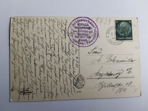 POSTKARTE KARPACZ DOM ŚLĄSKI SCHLESIERHAUS KARKONOSZE, VORKRIEGSZEIT 1939, BRIEFMARKE, STEMPEL