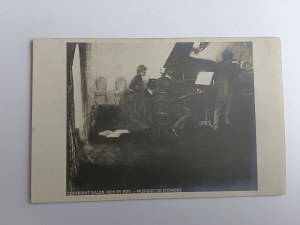 CARTOLINA DIPINTO PIANOFORTE, PIANOFORTE CHE SUONA, ANTEGUERRA