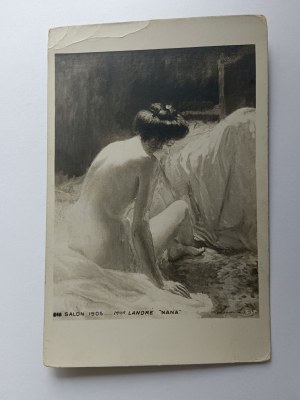 POSTCARD PAINTING WOMAN NUDE, PRE-WAR