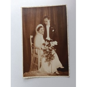 PHOTO KALISZ, WEDDING, BRIDE AND GROOM, PRE-WAR
