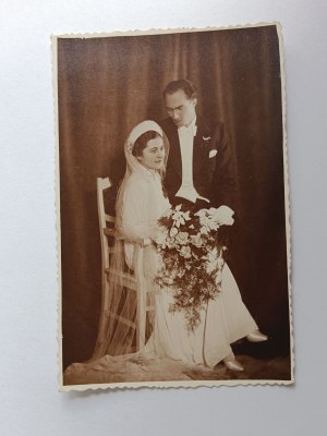 PHOTO KALISZ, WEDDING, BRIDE AND GROOM, PRE-WAR