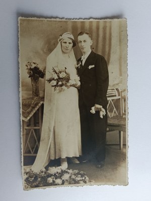 PHOTO SOSNOWIEC, WEDDING, BRIDE AND GROOM, PRE-WAR