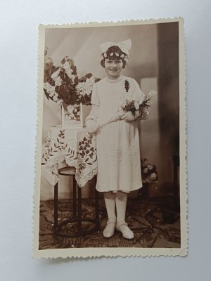 PHOTO WARSAW, GIRL, FIRST COMMUNION, PREWAR