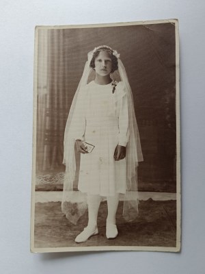 PHOTO ZAMOSC, GIRL, FIRST COMMUNION, PREWAR