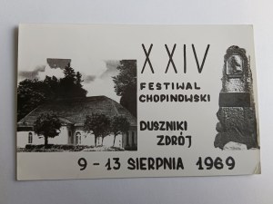 ZDJĘCIE DUSZNIKI ZDRÓJ FESTIWAL CHOPINOWSKI 1969 R, PIECZĄTKA, ZNACZEK
