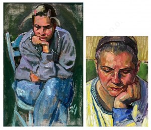 Slawomir J. Sicinski, Pink pin and Blue and yellow-diptych