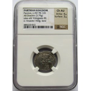 Partowie, Pacorus 78-120 r n.e., Drachma - NGC Ch AU