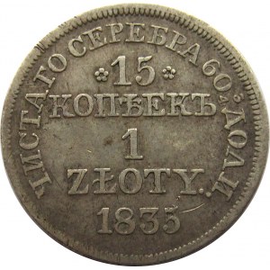 Mikołaj I, 15 kopiejek/1 złoty 1835 MW, Warszawa