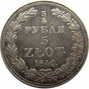 Mikołaj I, 3/4 rubla/5 złotych 1840 MW, Warszawa