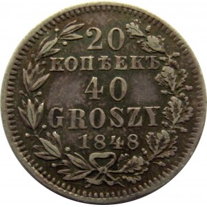 Mikołaj I, 20 kopiejek/40 groszy 1848 MW, Warszawa