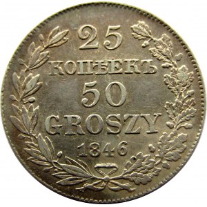 Mikołaj I, 25 kopiejek/ 50 groszy 1846 MW, Warszawa