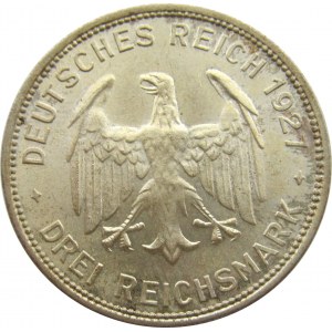 Niemcy, Republika Weimarska, 3 marki 1927, 450 lat Uniwersytetu w Tubingen, Stuttgart