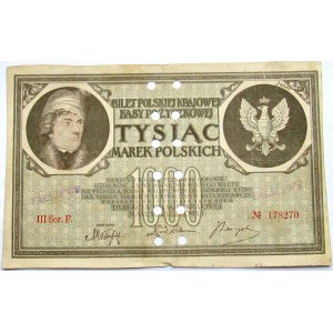 Polska - II RP, 1000 marek 1919, III seria F, FALSYFIKAT