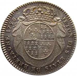 Francja, Ludwik XV, żeton Bretania (Zgromadzenie Stanów) 1758