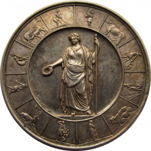 Niemcy, medal-nagroda państwowa za zasługi rolnicze 1878, sygnowany D. Loos
