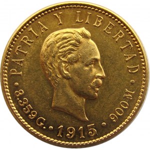 Kuba, I Republika (1902-1925), 5 pesos 1915, złoto