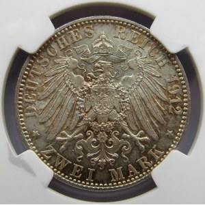 Niemcy, Bawaria, Otto 2 marki 1913, NGC MS65!