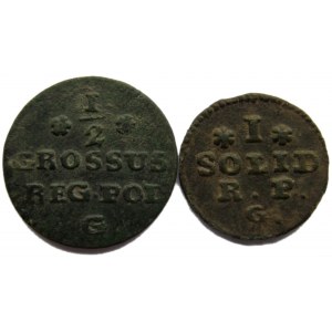 Stanisław A. Poniatowski, zestaw 2 monet, szeląg i 1/2 grosza 1768 G