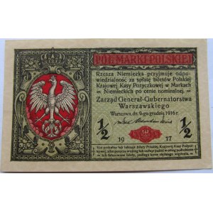 Polska, II RP, 1/2 marki 1917 generał seria A