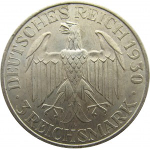 Niemcy, Republika Weimarska, 3 marki 1929 E, Drezno, Graf Zeppelin, UNC