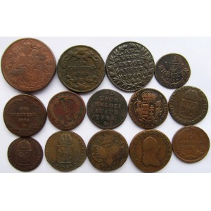 Austria, Maria Teresa, Franciszek II, zestaw 14 monet miedzianych 1745-1816