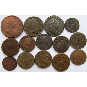 Austria, Maria Teresa, Franciszek II, zestaw 14 monet miedzianych 1745-1816